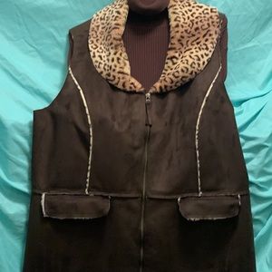 Brown Leopard Suede Vest In immaculate condition!  Only wore two times.  Size 3x